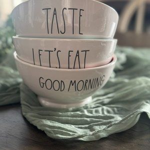 Rae Dunn "Taste, Let's Eat, Goodmoring" Bowl Set